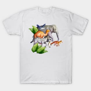 Wild Life Animal Watercolor T-Shirt